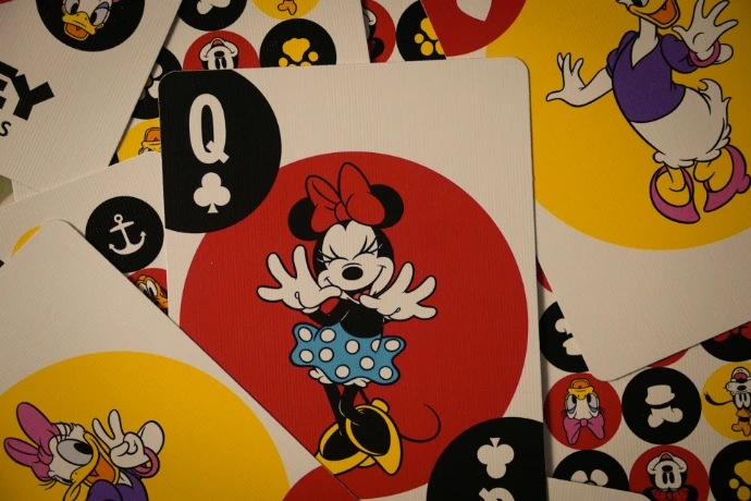 Minnie mouse playing card is visible